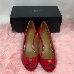 Coach - Delilah RED Patent Pumps Peep Toe